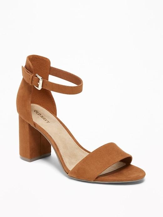 Old Navy Womens Sueded Block-heel Sandals For Women Roasted Chestnut Size 10