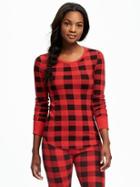 Old Navy Thermal Patterned Tee For Women - Red Buffalo Plaid