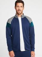 Old Navy Mens Go-dry Color-block Velour-trim Track Jacket For Men Goodnight Nora Size Xs