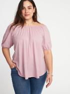 Old Navy Womens Slub-knit Bubble-sleeve Plus-size Top Plum Tonic Size 2x