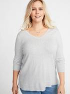 Old Navy Womens Classic Plus-size V-neck Sweater Gray Size 1x