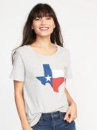 Old Navy Womens Relaxed Texas-graphic Tee For Women Light Heather Gray Size S