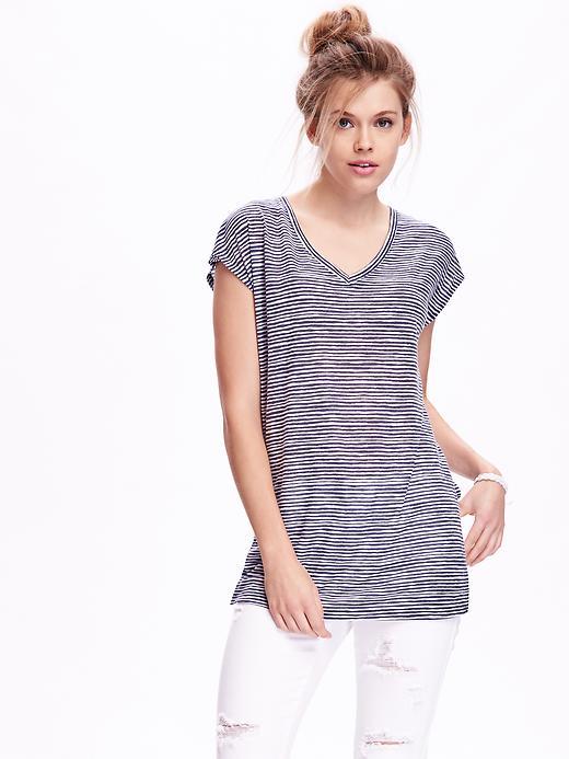 Old Navy Supersoft Dolman Sleeve Tunic Tee - Navy Stripe