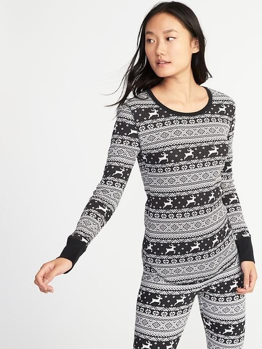 Old Navy Womens Fitted Thermal Tee For Women Fair Isle Fawns Size Xxl