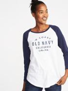 Old Navy Womens Logo-graphic Baseball-style Tee For Women Lost At Sea Navy Size Xl