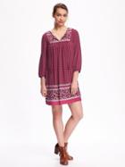 Old Navy Printed Tassle Boho Shift For Women - Burgundy Combo