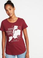Old Navy Womens New York-graphic Tee For Women Gosh Garnet Size M