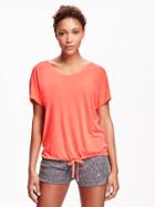 Old Navy Go Dry Drawstring Tee For Women - Coral Quandry Neo Poly