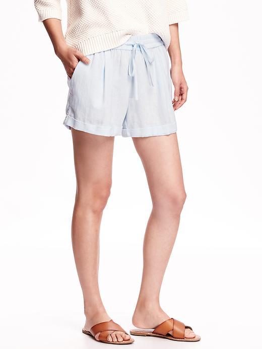 Old Navy Linen Tie Waist Shorts For Women 3 1/2 - Ethereal Blue
