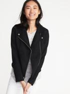 Old Navy Womens Sueded-knit Moto Jacket For Women Black Size Xs