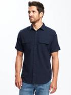Old Navy Slim Fit Linen Blend Pocket Shirt For Men - Midnight River
