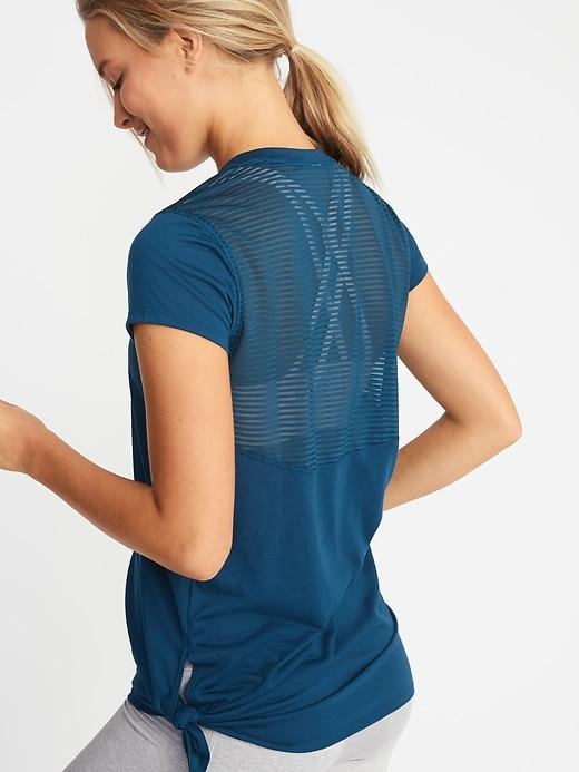 Old Navy Womens Mesh-back Side-tie Performance Top For Women Victorian Blue Size Xl