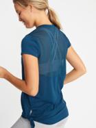 Old Navy Womens Mesh-back Side-tie Performance Top For Women Victorian Blue Size Xl