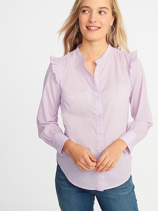 Ruffled-shoulder Shirt For Women