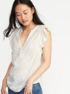 Old Navy Womens Sleeveless Slub-knit Popover Top For Women White Size S