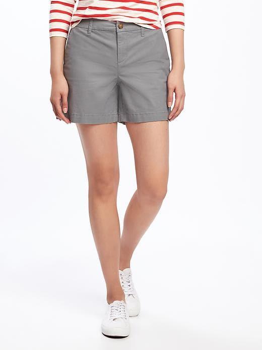 Old Navy Womens Mid-rise Everyday Khaki Shorts For Women (5) Cinder Smoke Size 0