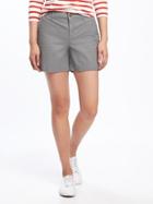 Old Navy Womens Mid-rise Everyday Khaki Shorts For Women (5) Cinder Smoke Size 0
