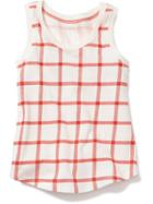 Old Navy Printed Tank - White/red Plaid