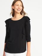 Old Navy Womens Ruffle-trim Top For Women Black Size Xl