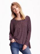 Old Navy Oversized Ribbed Scoop Neck Tee Size Xxl Tall - Purple Stripe