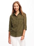Old Navy Relaxed Gauze Utility Shirt For Women - Hunter Pines