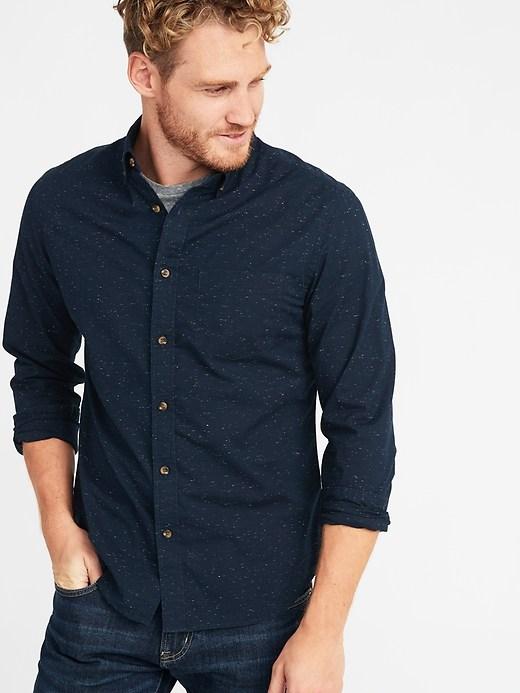 Old Navy Mens Slim-fit Built-in Flex Everyday Neps Shirt For Men Navy Blue Size Xxxl