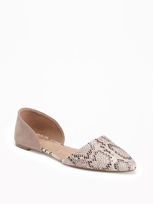 Old Navy Snakeskin Print Dorsay Flats For Women - Snake