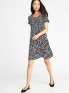 Old Navy Womens Jersey-knit Swing Dress For Women Black And White Floral Size Xs