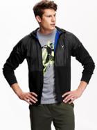 Old Navy Mens Mixed Fabric Zip Front Hoodie Size Xxl Big - Black