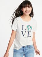 Old Navy Womens Everywear Earth-day-graphic Tee For Women Light Heather Gray Size M