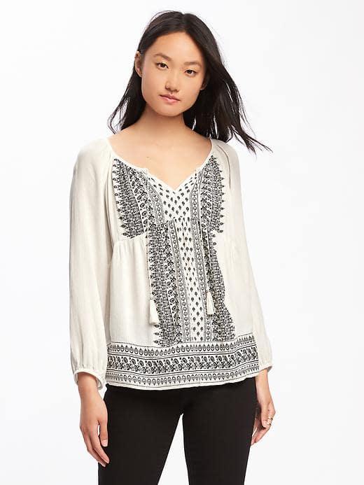 Old Navy Boho Crinkle Gauze Swing Top For Women - White