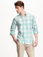 Old Navy Regular Fit Classic Plaid Shirt For Men - Above The Clouds