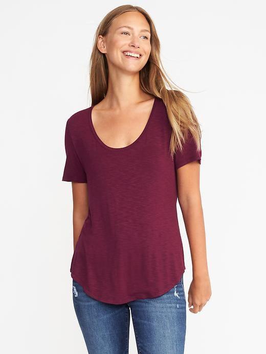 Old Navy Luxe Slub Knit Tee For Women - Winter Wine