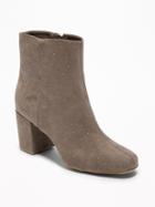 Old Navy Womens Studded Faux-suede Block-heel Boots For Women Dark Taupe Size 6