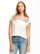 Old Navy Relaxed Lace Yoke Tee For Women - Creme De La Creme