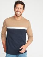 Old Navy Mens Color-blocked Crew-neck Sweater For Men Camel Size Xs