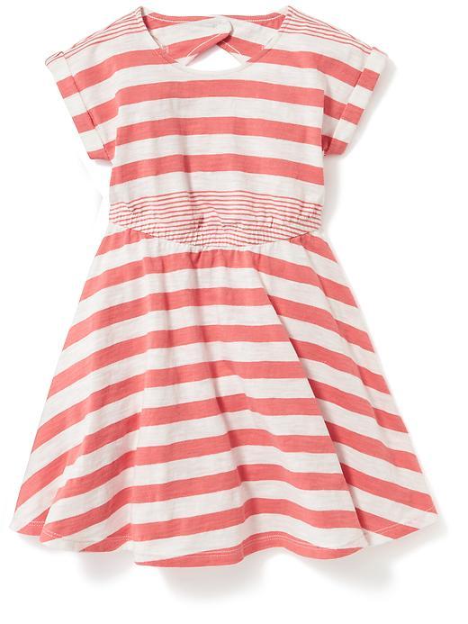 Old Navy Fit And Flare T Shirt Dress - Warm Stripe