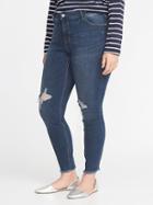 Old Navy Womens High-rise Secret-slim Plus-size Raw-edge Rockstar Jeans Dark Wash Size 16