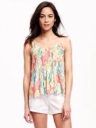 Old Navy Pintuck Swing Cami For Women - Coral Multi