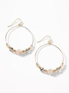 Old Navy  Beaded Oval Hoop Earrings For Women Light Pink Size One Size