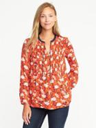 Old Navy Womens Pintuck Swing Blouse For Women Red Floral Size Xxl