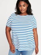 Old Navy Womens Plus-size Mariner-stripe Thick-knit Tee Blue Stripe Size 1x