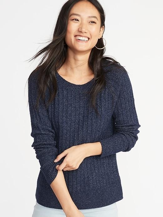 Old Navy Womens Rib-knit Sweater For Women Blue Marl Size Xs