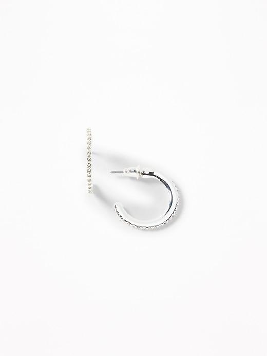 Old Navy  Pav Studded Hoop Earrings For Women Silver Size One Size