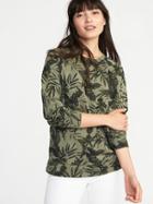Old Navy Womens Relaxed Vintage Fleece Sweatshirt For Women Green Palm Leaf Size Xxl