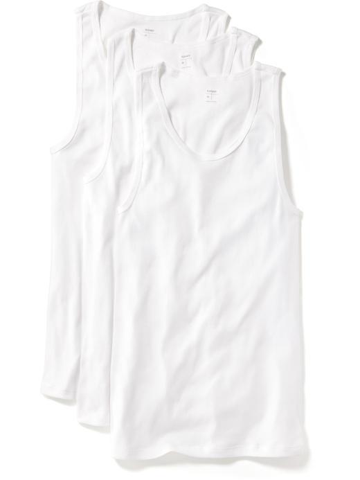 Old Navy Rib Knit Tank 3 Pack For Men - Bright White
