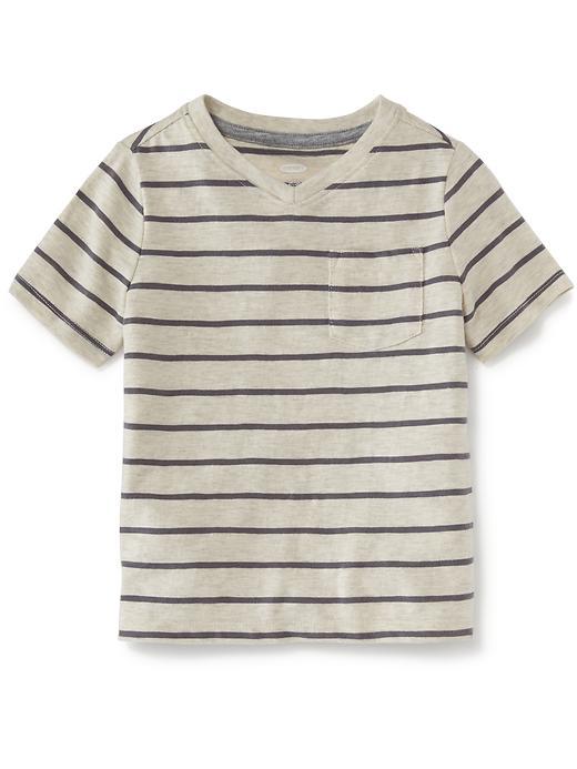 Old Navy V Neck Jersey Shirt - Heather Oatmeal Stripe