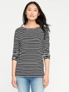 Old Navy Womens Relaxed Mariner-stripe Tee For Women O.n. New Black Stripe Size M