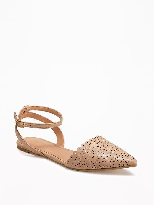 Old Navy Perforated Dorsay Flats For Women - Tan
