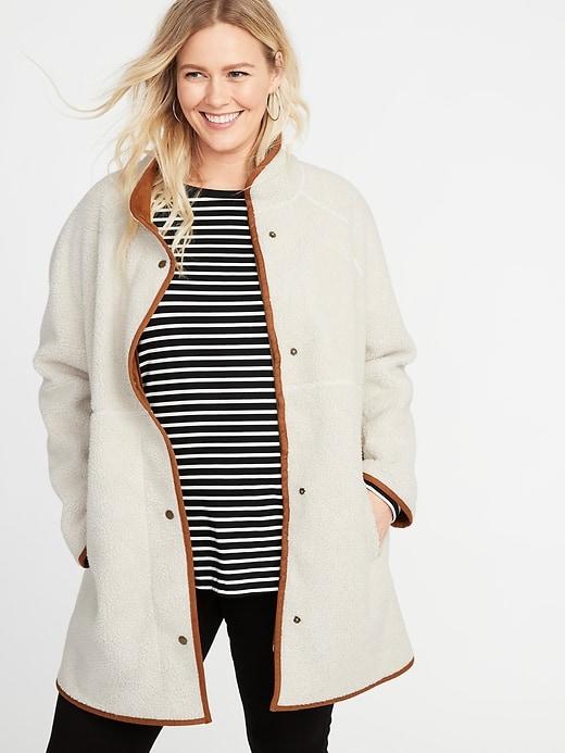 Old Navy Womens Long Bonded Sherpa Plus-size Coat Cloud Nine Size 4x